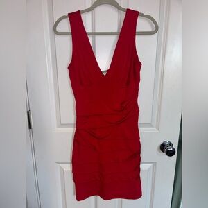 Red Ruched Bodycon Mini Dress